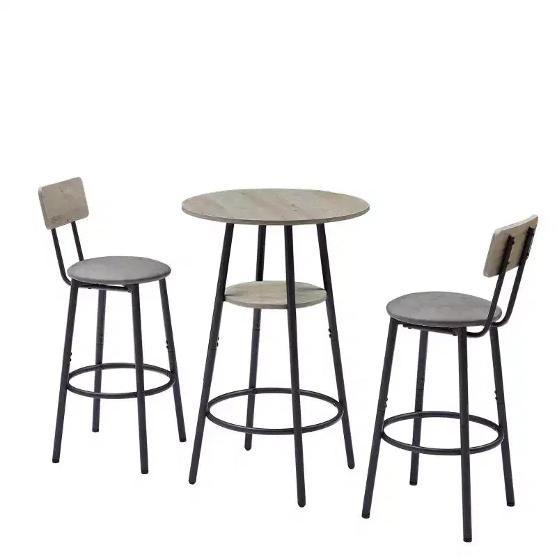 Ensemble de 3 tabourets de bar pour 2 personnes, table de bar hauteur comptoir avec 2 tabourets rembourrés, ensemble de petit-déjeuner/bistro, rustique et industriel - ModernLuxe