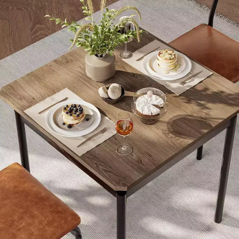 Ensemble de 3 pièces de table de cuisine pour 2, ensemble de salle à manger en bois pour petit espace, ensemble de table de ferme avec table et chaises pour petites pièces ou appartements, marron