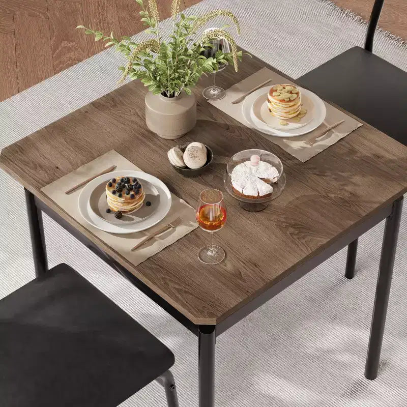 Ensemble de 3 pièces de table de cuisine pour 2, ensemble de salle à manger en bois pour petit espace, ensemble de table de ferme avec table et chaises pour petites pièces ou appartements, marron