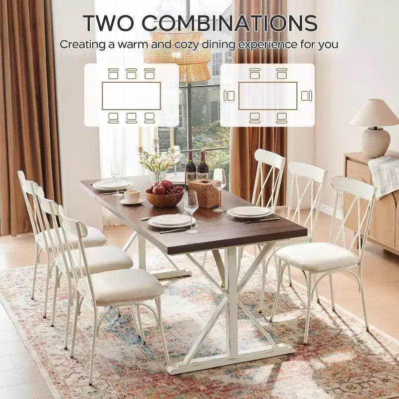 Ensemble de salle à manger rectangulaire avec table à double pied central et 6 chaises Probe Hues