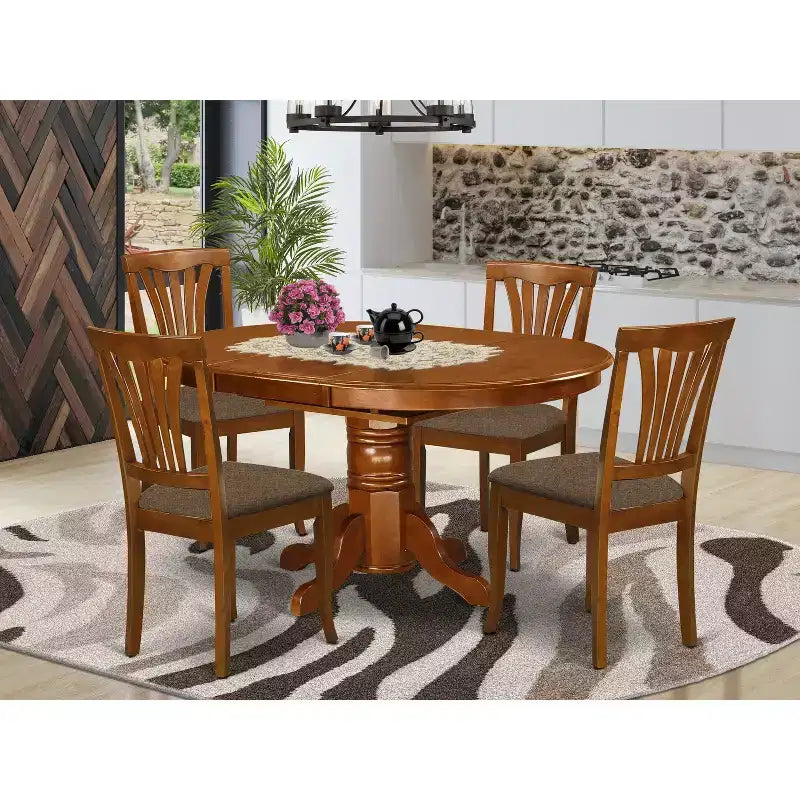 HomeStock Belmont 5-Piece Dining Room Table Set, Saddle Brown