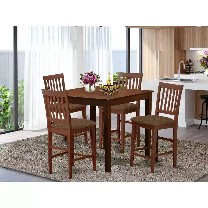 HomeStock Belmont 3-Pc Counter Height Table Set, Mahogany