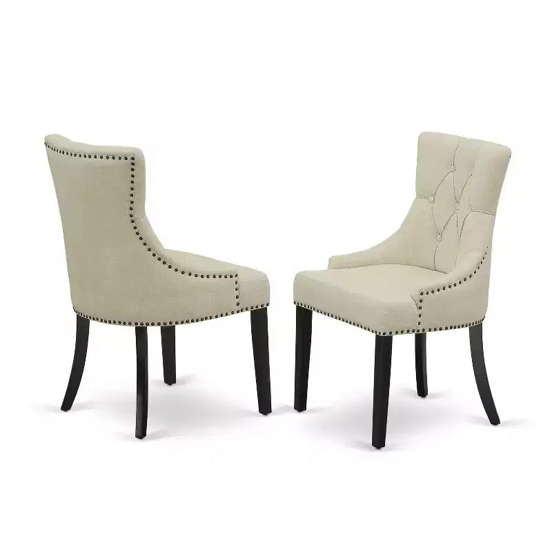 Ensemble de salle à manger en bois 5 pièces HomeStock Belmont – 4 chaises rembourrées en bois et table rectangulaire à rallonge papillon avec 4 pieds – Finition noire