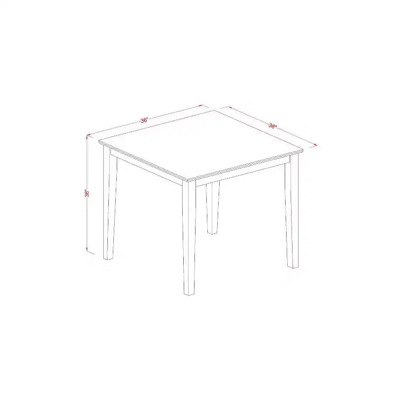 Ensemble de cuisine 5 pièces HomeStock Belmont comprenant une table à manger carrée et 4 chaises de salle à manger, 36x36 pouces, chêne