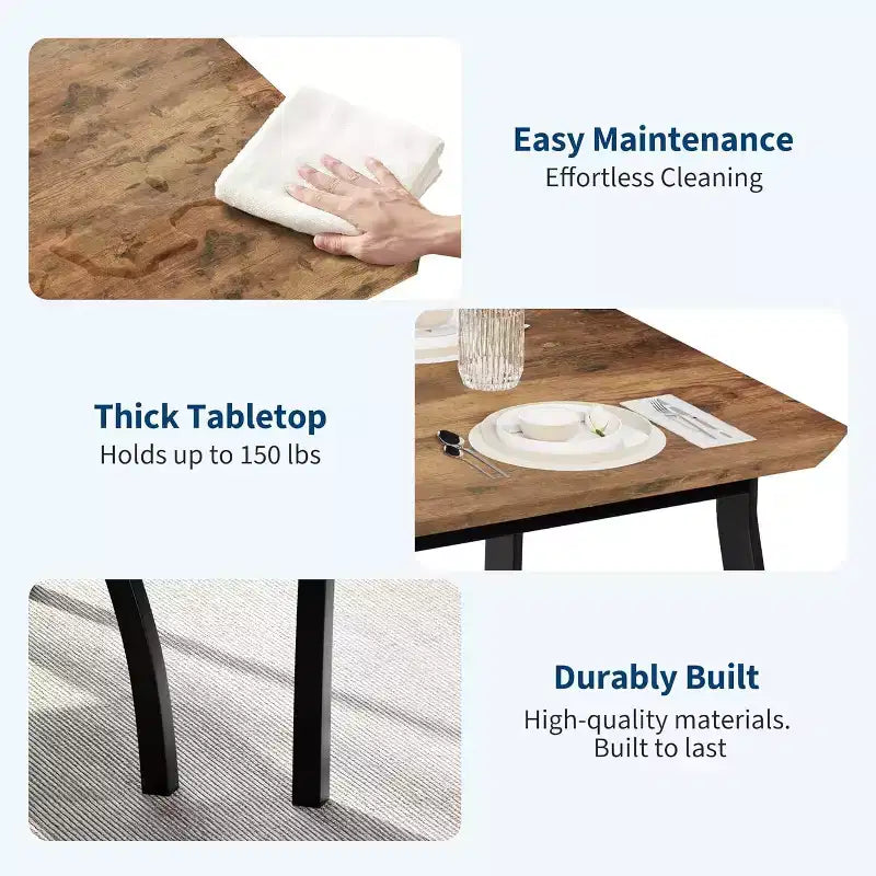 Table de salle à manger de 43,3 po pour 4 personnes avec 2 bancs rembourrés, table de cuisine gain de place, coin-repas moderne à structure métallique pour maison, appartement, coin-déjeuner