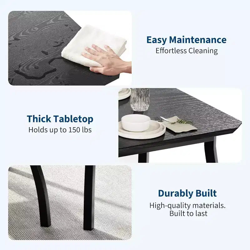 Table de salle à manger de 43,3 po pour 4 personnes avec 2 bancs rembourrés, table de cuisine gain de place, coin-repas moderne à structure métallique pour maison, appartement, coin-déjeuner
