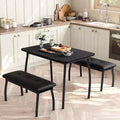 43.3 Dining Table Set for 4 with 2 Upholstered Benches, Space-Saving Kitchen Table, Modern Metal Frame Dinette for Home, Apartment, Breakfast Nook