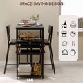 Dining Table Set for 2,Counter Height Table with 2 Upholstered Chairs & Storage Shelves,Bistro Table and Chair Set with Metal Frame,for Small Space