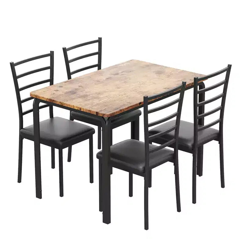 Table à manger pour 4, ensemble table et chaises compact de 5 pièces, ensemble table à dîner carrée, avec 4 chaises rembourrées, ensembles 5 pièces pour cuisine et salle à manger pour petits espaces