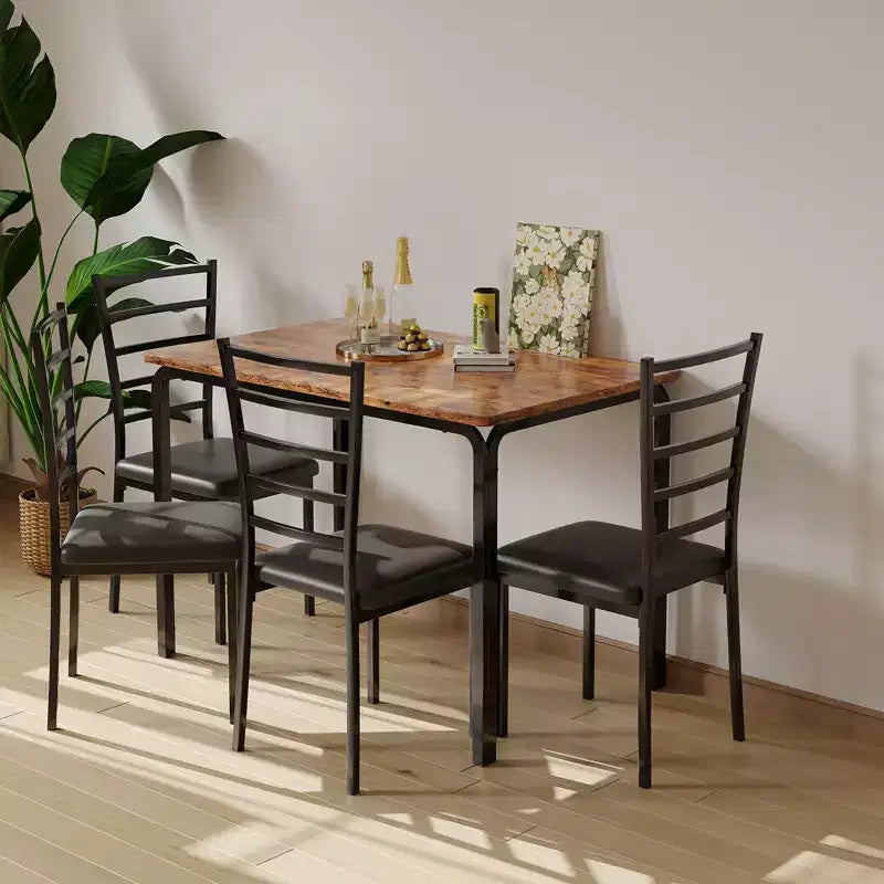 Table à manger pour 4, ensemble table et chaises compact de 5 pièces, ensemble table à dîner carrée, avec 4 chaises rembourrées, ensembles 5 pièces pour cuisine et salle à manger pour petits espaces