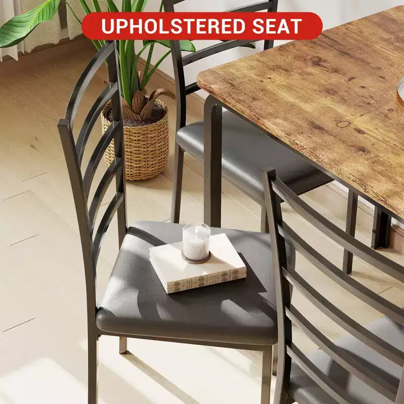 Table à manger pour 4, ensemble table et chaises compact de 5 pièces, ensemble table à dîner carrée, avec 4 chaises rembourrées, ensembles 5 pièces pour cuisine et salle à manger pour petits espaces