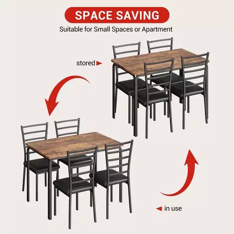 Table à manger pour 4, ensemble table et chaises compact de 5 pièces, ensemble table à dîner carrée, avec 4 chaises rembourrées, ensembles 5 pièces pour cuisine et salle à manger pour petits espaces
