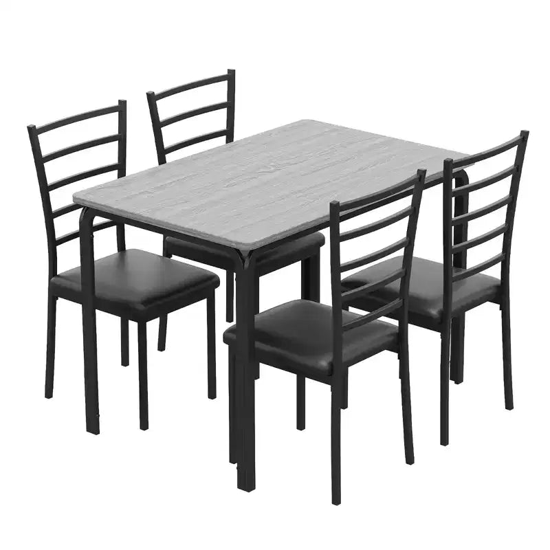 Table à manger pour 4, ensemble table et chaises compact de 5 pièces, ensemble table à dîner carrée, avec 4 chaises rembourrées, ensembles 5 pièces pour cuisine et salle à manger pour petits espaces