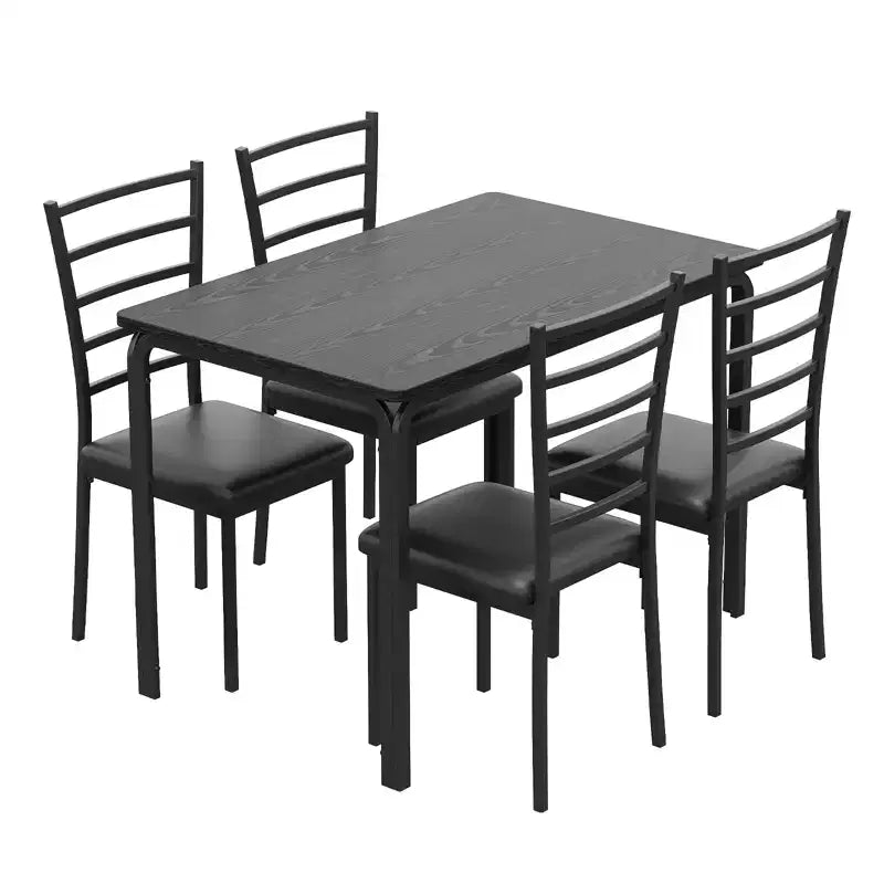 Table à manger pour 4, ensemble table et chaises compact de 5 pièces, ensemble table à dîner carrée, avec 4 chaises rembourrées, ensembles 5 pièces pour cuisine et salle à manger pour petits espaces