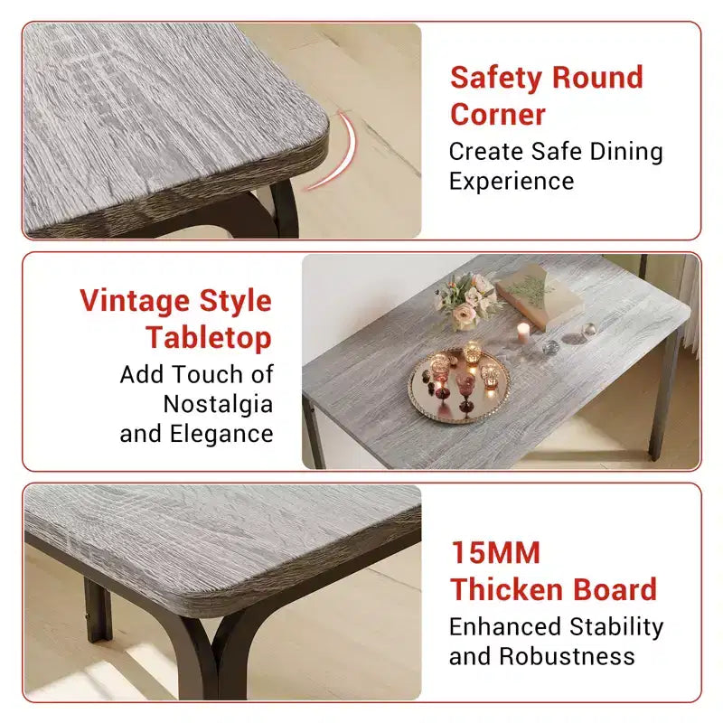 Table à manger pour 4, ensemble table et chaises compact de 5 pièces, ensemble table à dîner carrée, avec 4 chaises rembourrées, ensembles 5 pièces pour cuisine et salle à manger pour petits espaces