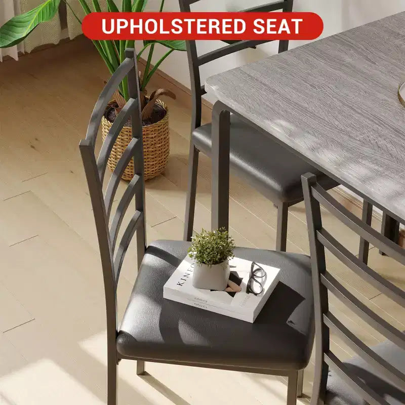 Table à manger pour 4, ensemble table et chaises compact de 5 pièces, ensemble table à dîner carrée, avec 4 chaises rembourrées, ensembles 5 pièces pour cuisine et salle à manger pour petits espaces