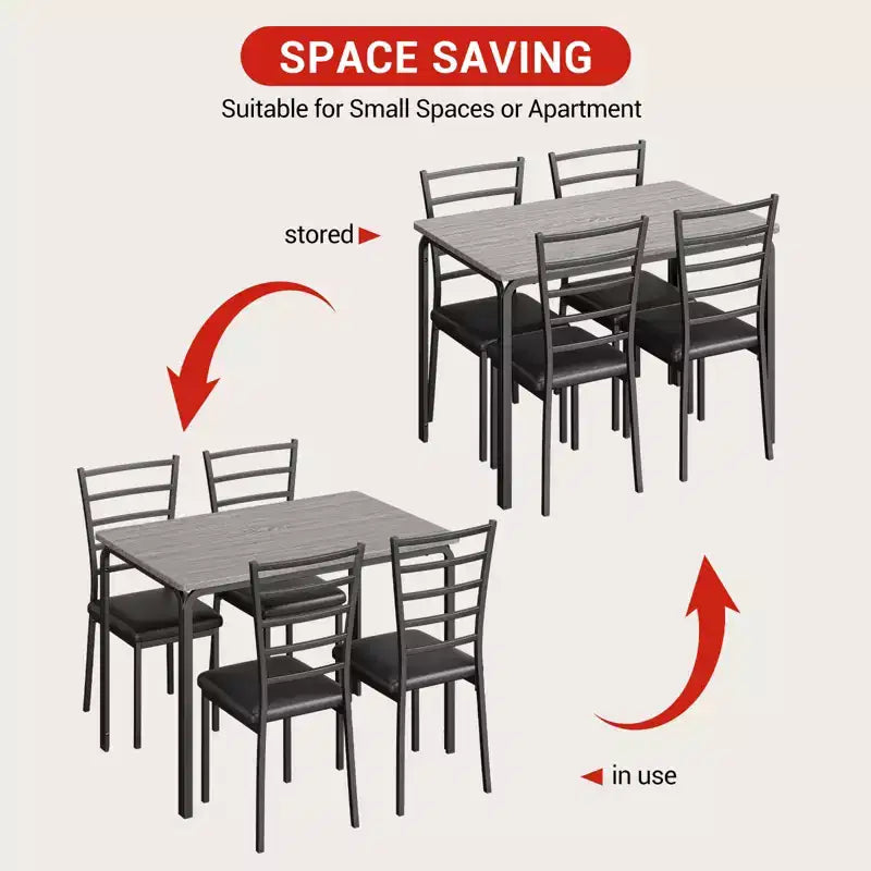 Table à manger pour 4, ensemble table et chaises compact de 5 pièces, ensemble table à dîner carrée, avec 4 chaises rembourrées, ensembles 5 pièces pour cuisine et salle à manger pour petits espaces