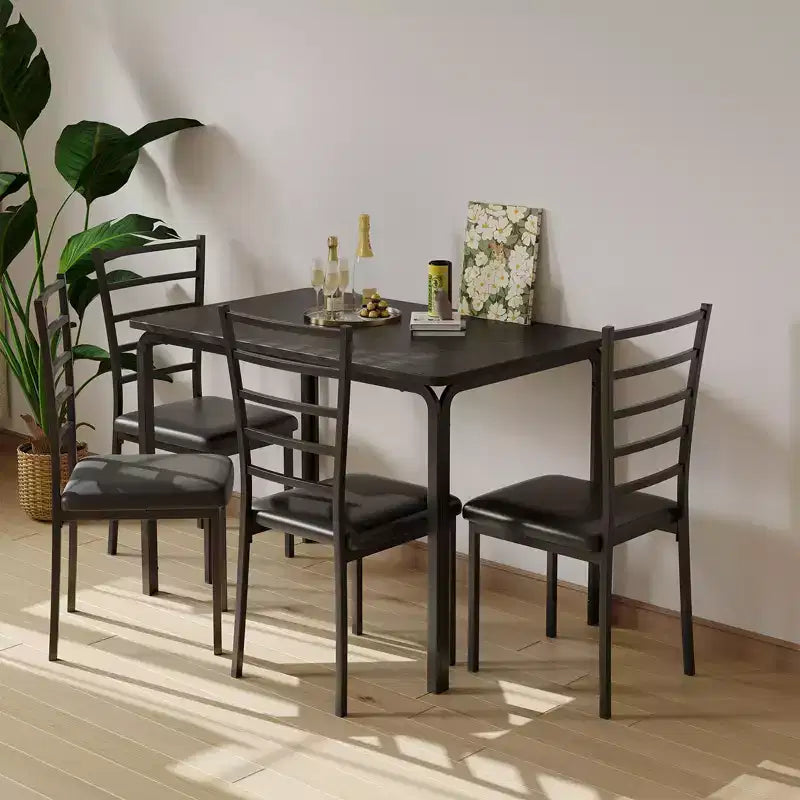 Table à manger pour 4, ensemble table et chaises compact de 5 pièces, ensemble table à dîner carrée, avec 4 chaises rembourrées, ensembles 5 pièces pour cuisine et salle à manger pour petits espaces