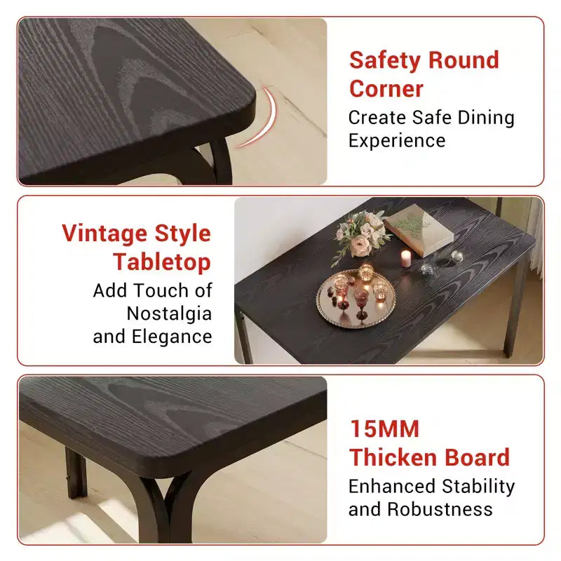 Table à manger pour 4, ensemble table et chaises compact de 5 pièces, ensemble table à dîner carrée, avec 4 chaises rembourrées, ensembles 5 pièces pour cuisine et salle à manger pour petits espaces