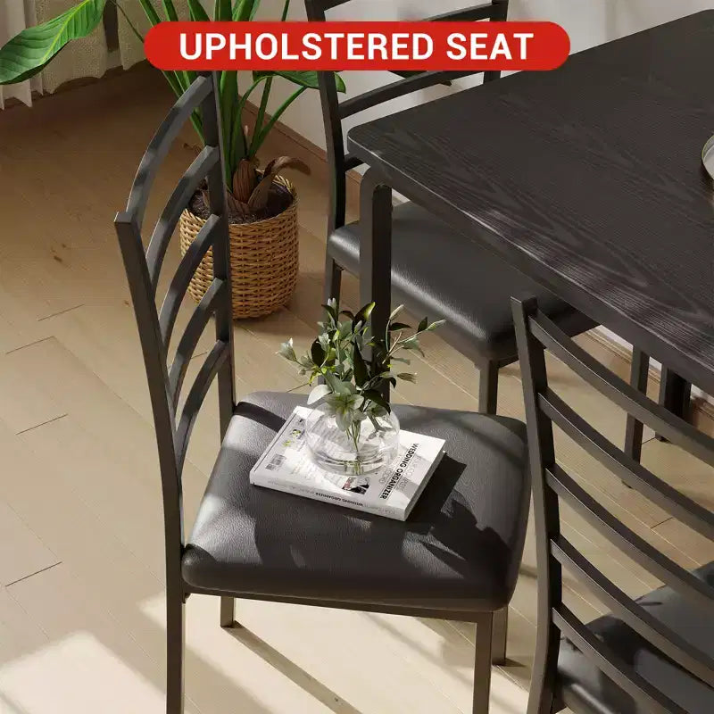 Table à manger pour 4, ensemble table et chaises compact de 5 pièces, ensemble table à dîner carrée, avec 4 chaises rembourrées, ensembles 5 pièces pour cuisine et salle à manger pour petits espaces