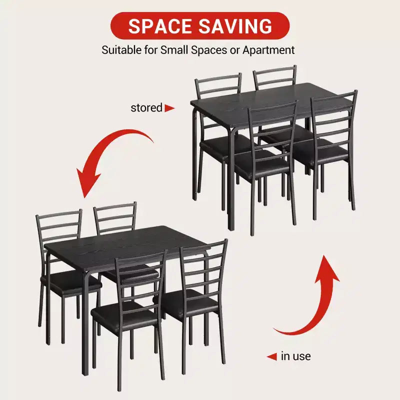 Table à manger pour 4, ensemble table et chaises compact de 5 pièces, ensemble table à dîner carrée, avec 4 chaises rembourrées, ensembles 5 pièces pour cuisine et salle à manger pour petits espaces