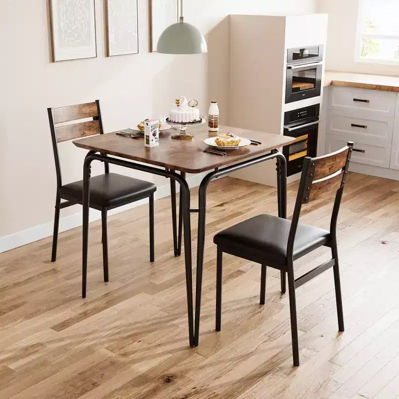 Table de salle à manger pour 2, petit ensemble table et chaises pour 2, ensemble de dînette carré avec 2 chaises, ensemble de cuisine et salle à manger 3 pièces pour petit espace, appartement