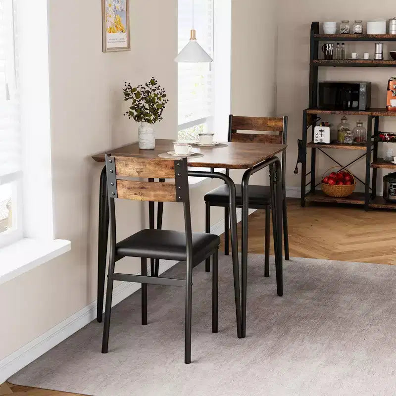 Table de salle à manger pour 2, petit ensemble table et chaises pour 2, ensemble de dînette carré avec 2 chaises, ensemble de cuisine et salle à manger 3 pièces pour petit espace, appartement