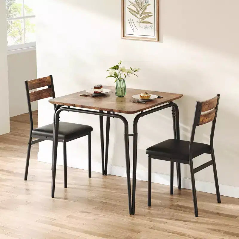 Table de salle à manger pour 2, petit ensemble table et chaises pour 2, ensemble de dînette carré avec 2 chaises, ensemble de cuisine et salle à manger 3 pièces pour petit espace, appartement