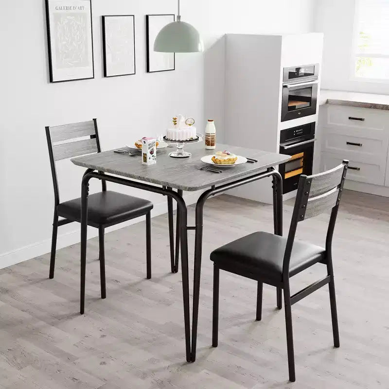 Table de salle à manger pour 2, petit ensemble table et chaises pour 2, ensemble de dînette carré avec 2 chaises, ensemble de cuisine et salle à manger 3 pièces pour petit espace, appartement