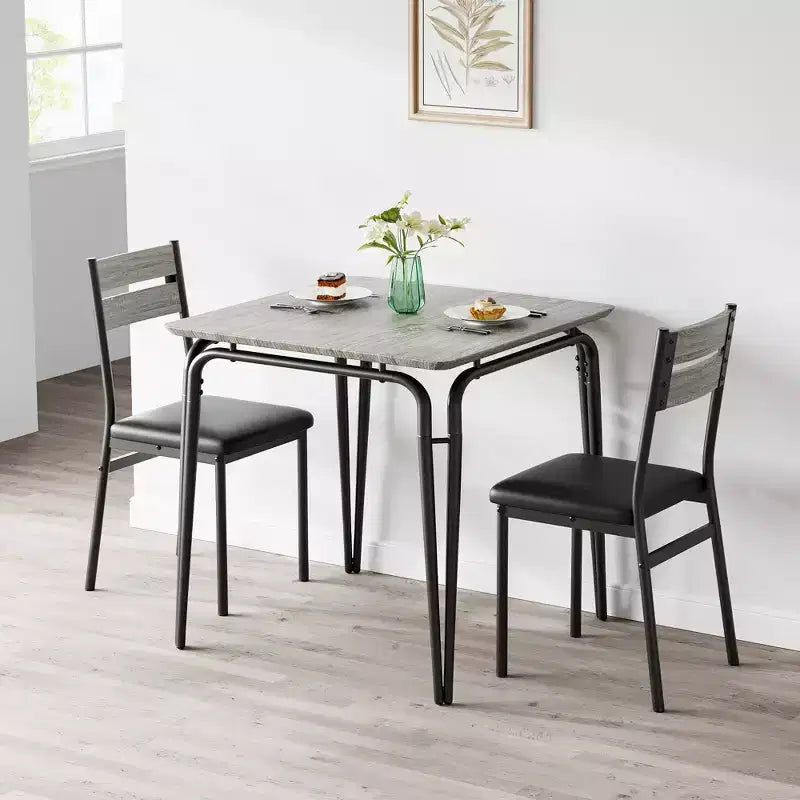 Table de salle à manger pour 2, petit ensemble table et chaises pour 2, ensemble de dînette carré avec 2 chaises, ensemble de cuisine et salle à manger 3 pièces pour petit espace, appartement