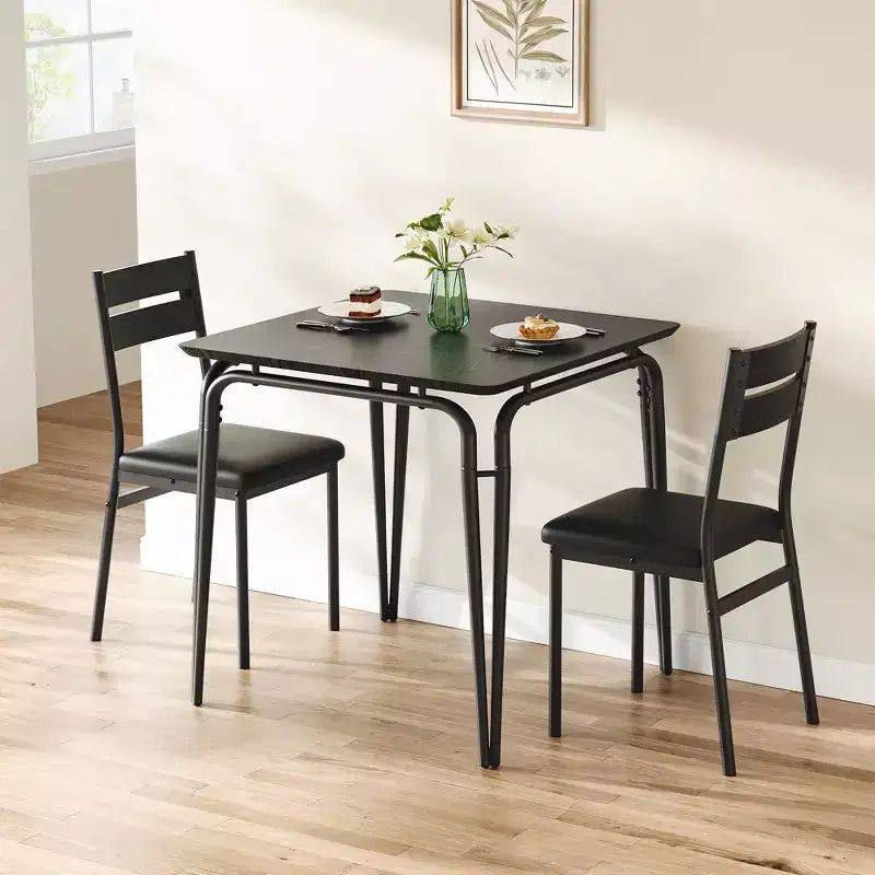 Table de salle à manger pour 2, petit ensemble table et chaises pour 2, ensemble de dînette carré avec 2 chaises, ensemble de cuisine et salle à manger 3 pièces pour petit espace, appartement
