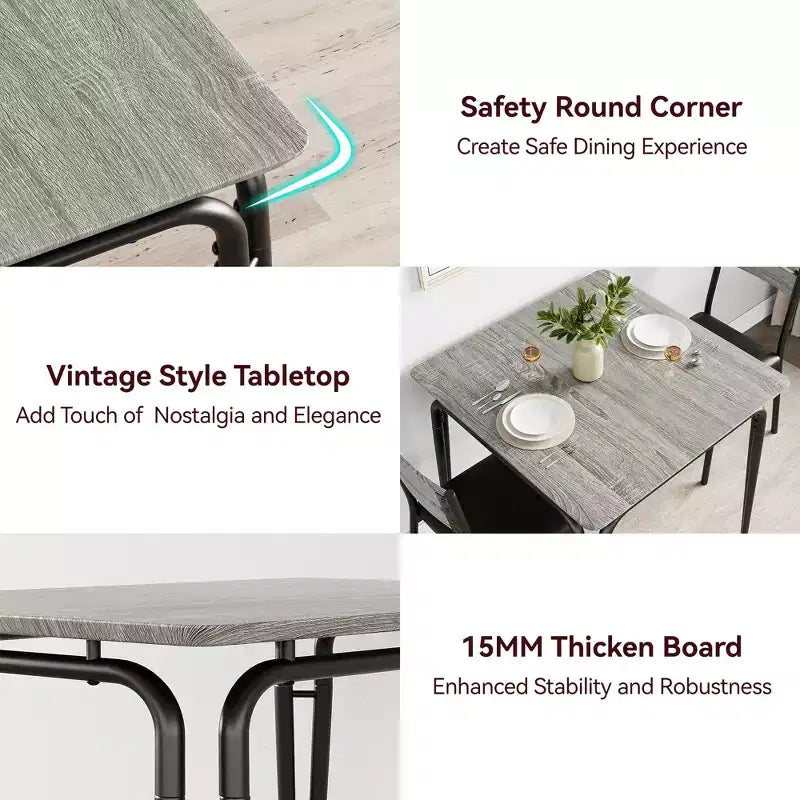 Table de salle à manger pour 2, petit ensemble table et chaises pour 2, ensemble de dînette carré avec 2 chaises, ensemble de cuisine et salle à manger 3 pièces pour petit espace, appartement