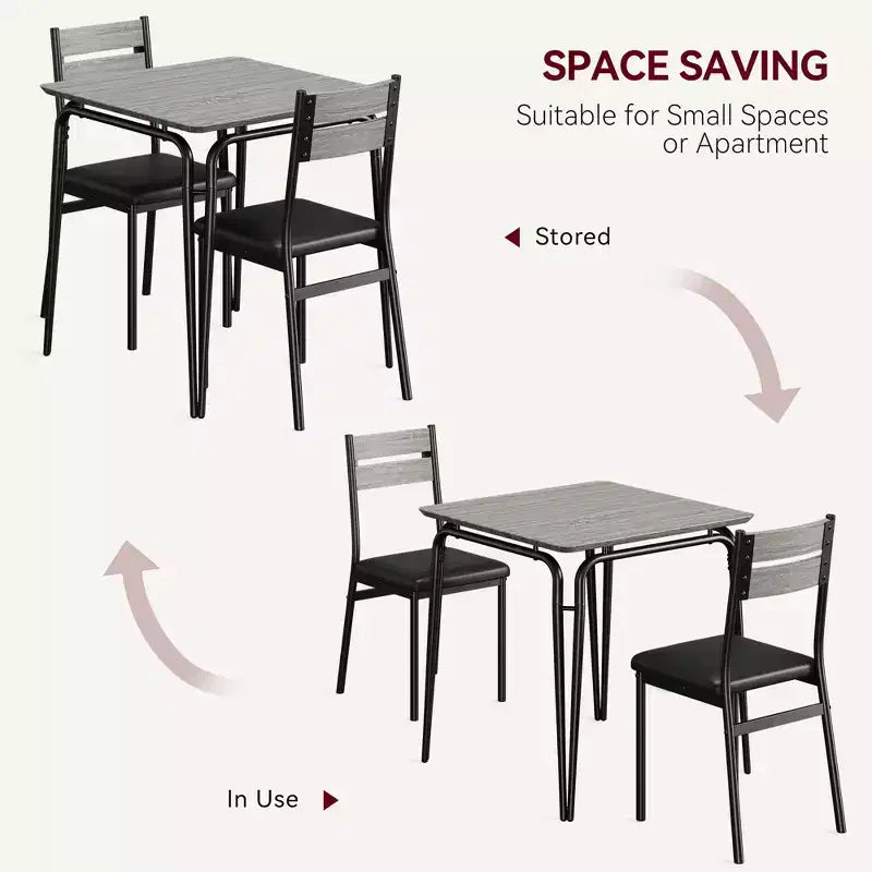 Table de salle à manger pour 2, petit ensemble table et chaises pour 2, ensemble de dînette carré avec 2 chaises, ensemble de cuisine et salle à manger 3 pièces pour petit espace, appartement