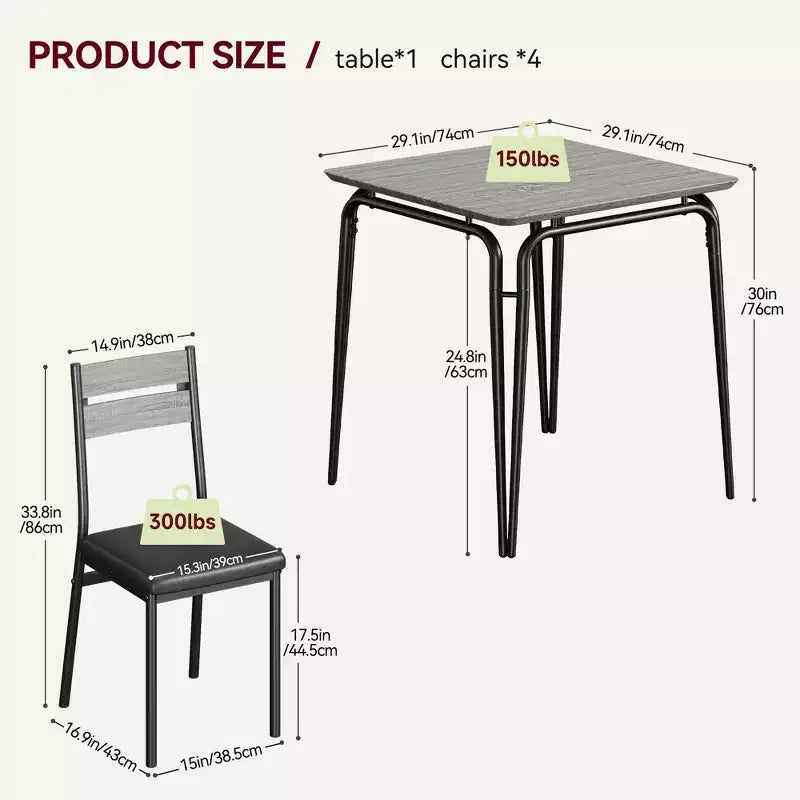 Table de salle à manger pour 2, petit ensemble table et chaises pour 2, ensemble de dînette carré avec 2 chaises, ensemble de cuisine et salle à manger 3 pièces pour petit espace, appartement