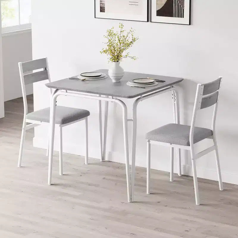 Table de salle à manger pour 2, petit ensemble table et chaises pour 2, ensemble de dînette carré avec 2 chaises, ensemble de cuisine et salle à manger 3 pièces pour petit espace, appartement