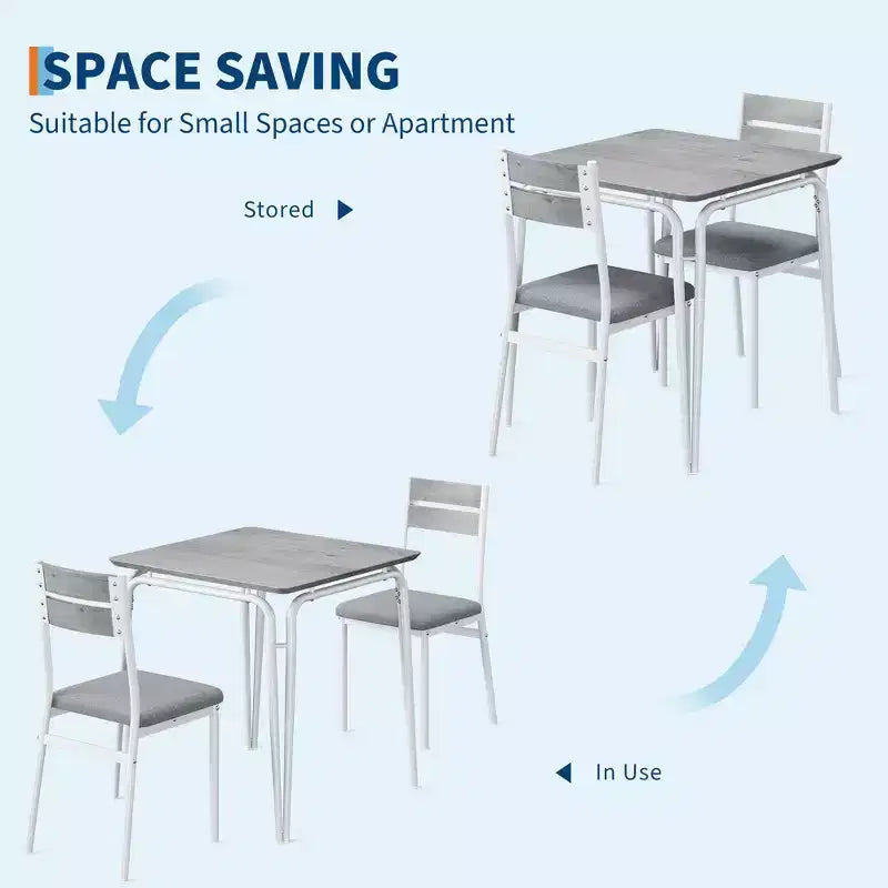 Table de salle à manger pour 2, petit ensemble table et chaises pour 2, ensemble de dînette carré avec 2 chaises, ensemble de cuisine et salle à manger 3 pièces pour petit espace, appartement