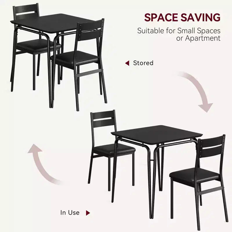 Table de salle à manger pour 2, petit ensemble table et chaises pour 2, ensemble de dînette carré avec 2 chaises, ensemble de cuisine et salle à manger 3 pièces pour petit espace, appartement