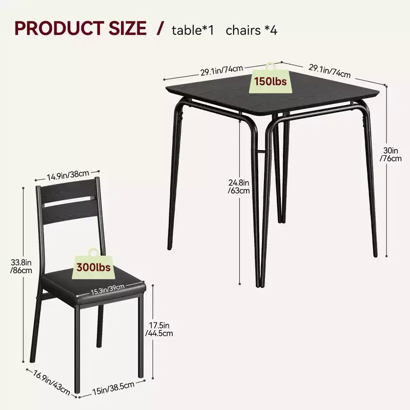 Table de salle à manger pour 2, petit ensemble table et chaises pour 2, ensemble de dînette carré avec 2 chaises, ensemble de cuisine et salle à manger 3 pièces pour petit espace, appartement