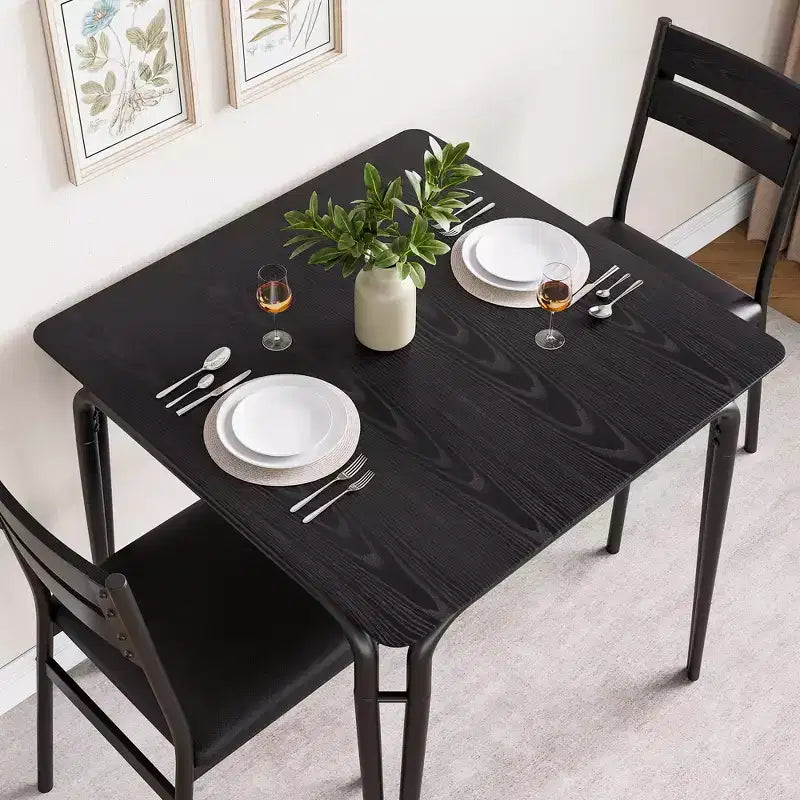 Table de salle à manger pour 2, petit ensemble table et chaises pour 2, ensemble de dînette carré avec 2 chaises, ensemble de cuisine et salle à manger 3 pièces pour petit espace, appartement