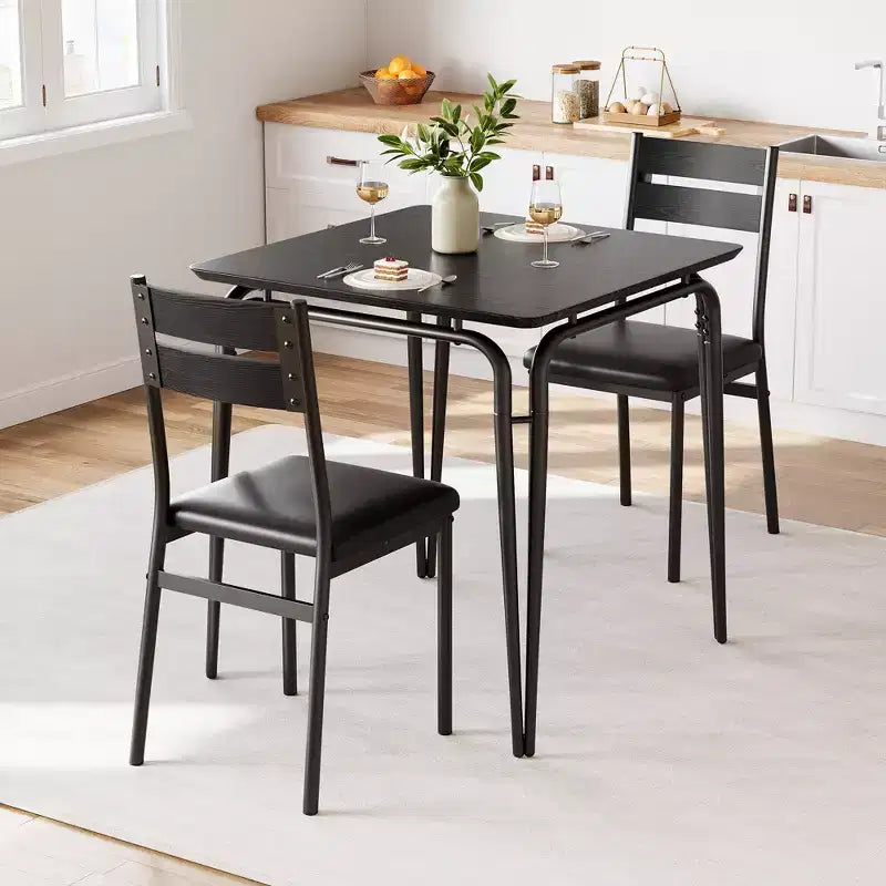 Dining Table for 2,Small Table & Chairs Set of 2,Square Dinette Set with 2 Chairs,3 Piece Kitchen & Dining Room Sets for Small Space,Apartment