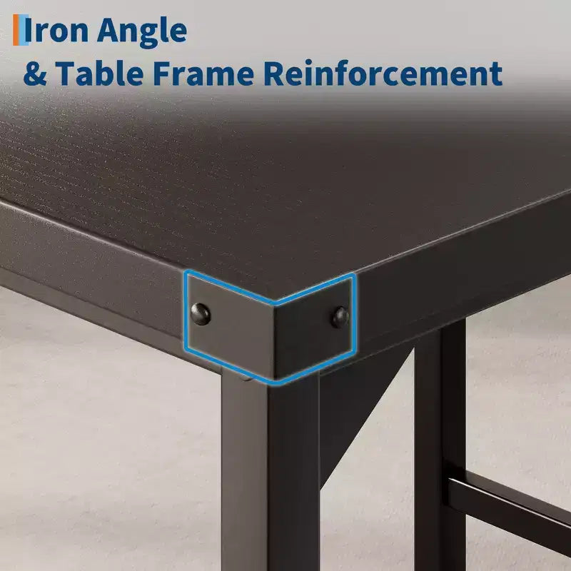 Ensemble Table de Salle à Manger pour 4, Repose-Pieds et Dossier, Table Hauteur Comptoir avec 4 Tabourets de Bar Rembourrés, avec Protections d'Angle, pour Cuisine, Pub, Salle à Manger