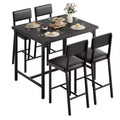 Dining Table Set for 4,Footrest & Backrest,Counter Height Table with 4 Upholstered Bar Stools,with Corner Protector, for Kitchen,Pub,Dining Room