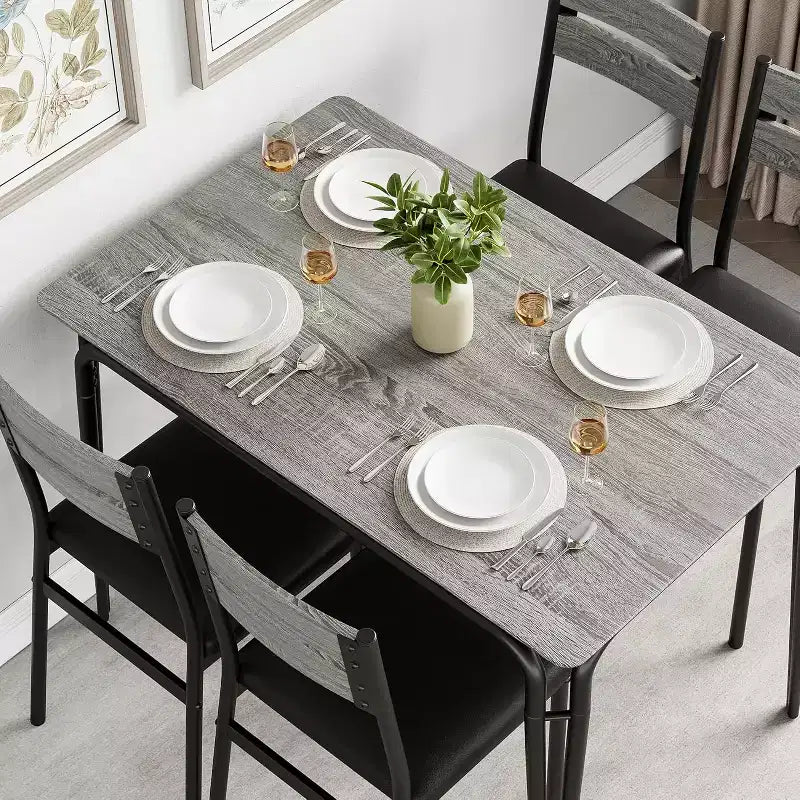 Ensemble de salle à manger pour 4, table de cuisine avec 4 chaises rembourrées, ensemble de petite table à manger de 5 pièces, table de salle à manger pour cuisine ou salle à manger