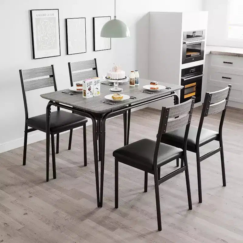 Ensemble de salle à manger pour 4, table de cuisine avec 4 chaises rembourrées, ensemble de petite table à manger de 5 pièces, table de salle à manger pour cuisine ou salle à manger