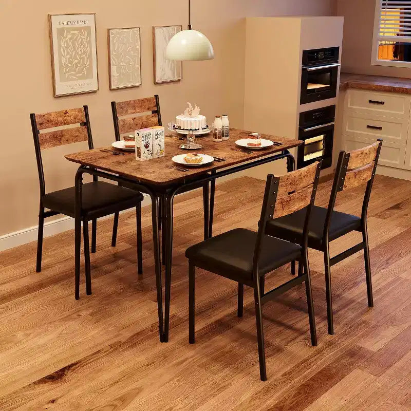 Ensemble de salle à manger pour 4, table de cuisine avec 4 chaises rembourrées, ensemble de petite table à manger de 5 pièces, table de salle à manger pour cuisine ou salle à manger