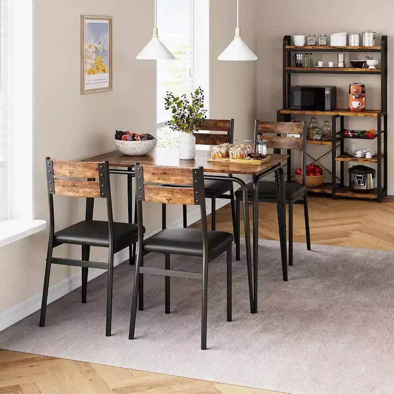 Ensemble de salle à manger pour 4, table de cuisine avec 4 chaises rembourrées, ensemble de petite table à manger de 5 pièces, table de salle à manger pour cuisine ou salle à manger
