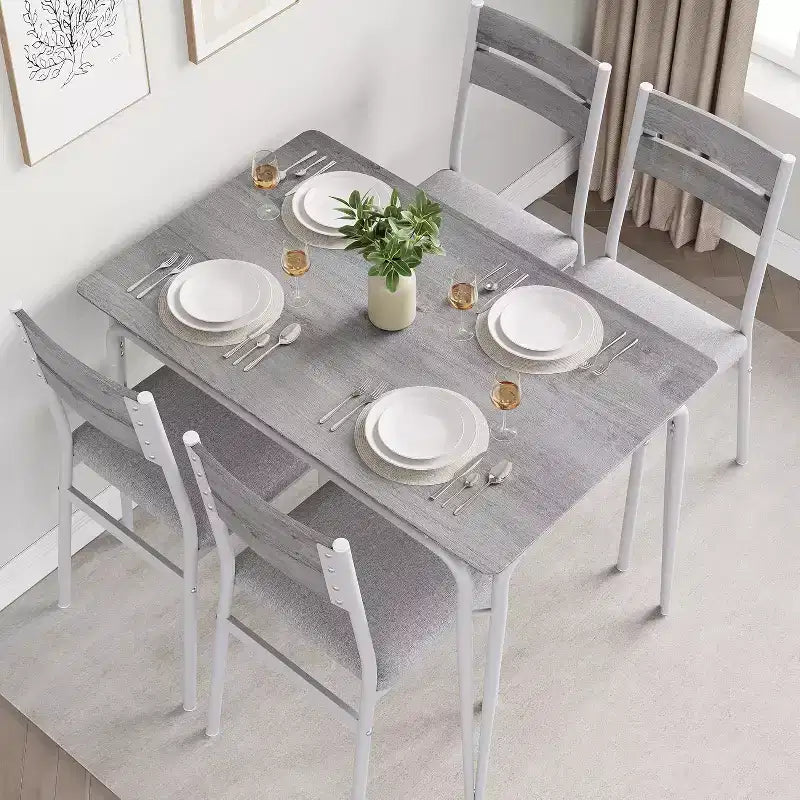 Ensemble de salle à manger pour 4, table de cuisine avec 4 chaises rembourrées, ensemble de petite table à manger de 5 pièces, table de salle à manger pour cuisine ou salle à manger