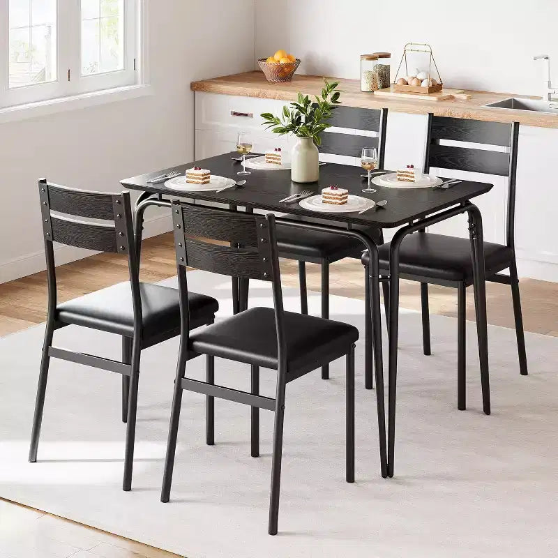 Ensemble de salle à manger pour 4, table de cuisine avec 4 chaises rembourrées, ensemble de petite table à manger de 5 pièces, table de salle à manger pour cuisine ou salle à manger