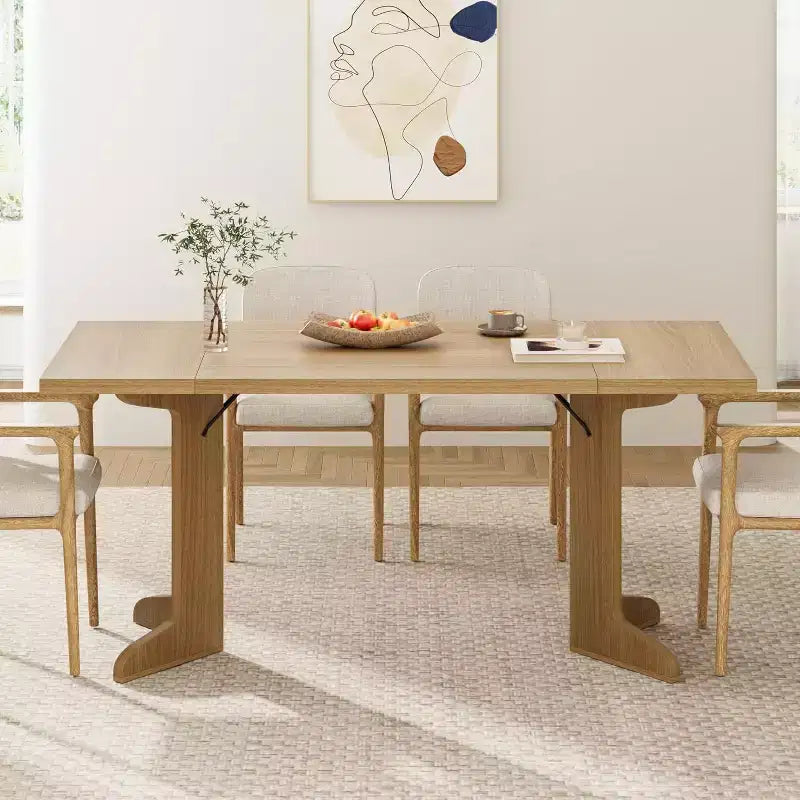 Grande table de salle à manger 180 cm, ensemble de table de ferme pour 8 personnes avec plateau rembourré et pieds en V, table à manger rectangulaire en bois pour maison, salle à manger, cuisine