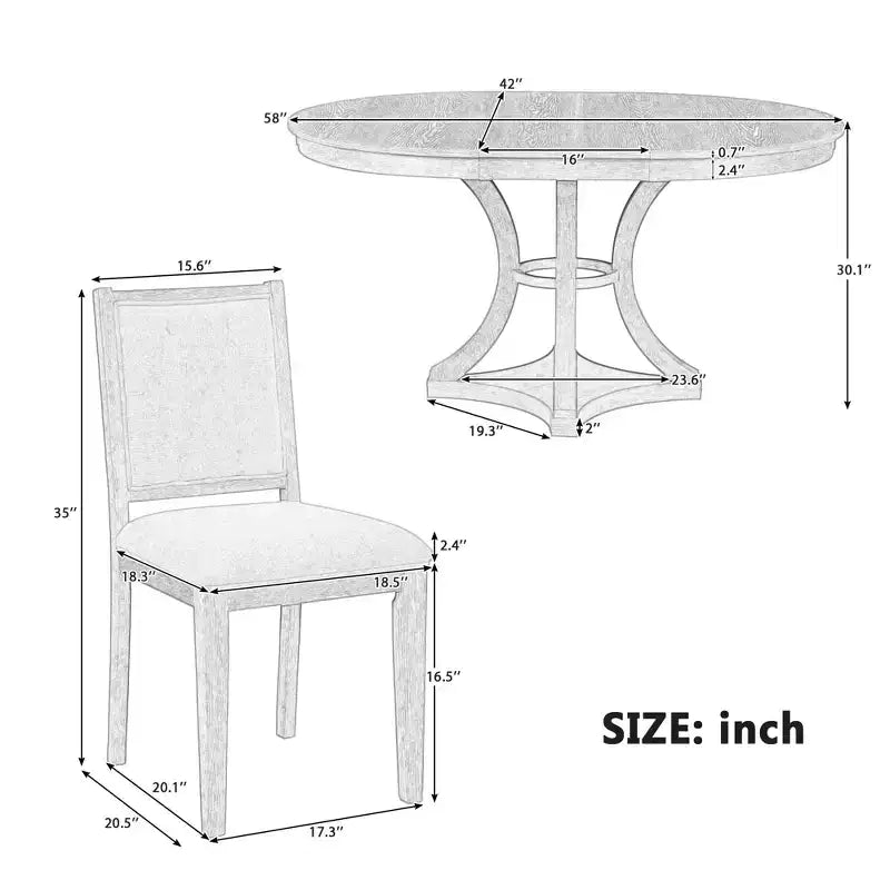 Ensemble de salle à manger 5 pièces GDFStudio Jane avec table ronde et chaises sans accoudoirs